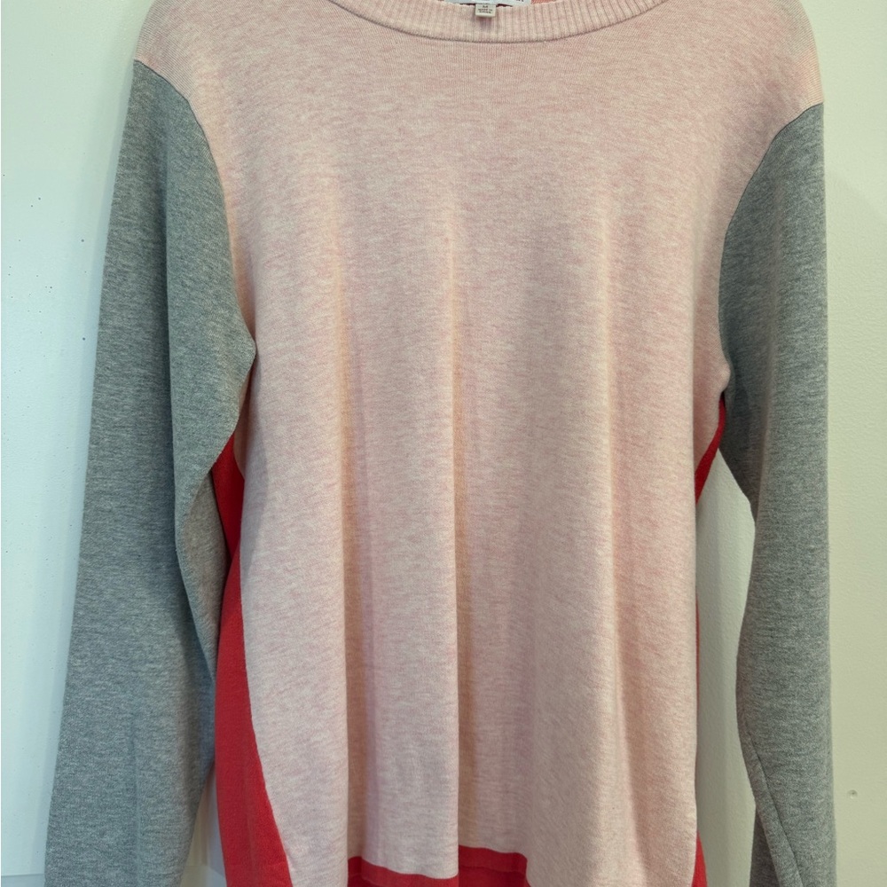 Peter Millar Colorblock Sweater in Pink, Gray, and Red